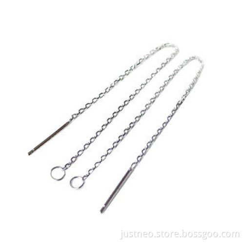 Sterling silver earwire/solid 925 sterling silver cable chain ear-wire earrings thread/measures 90mm